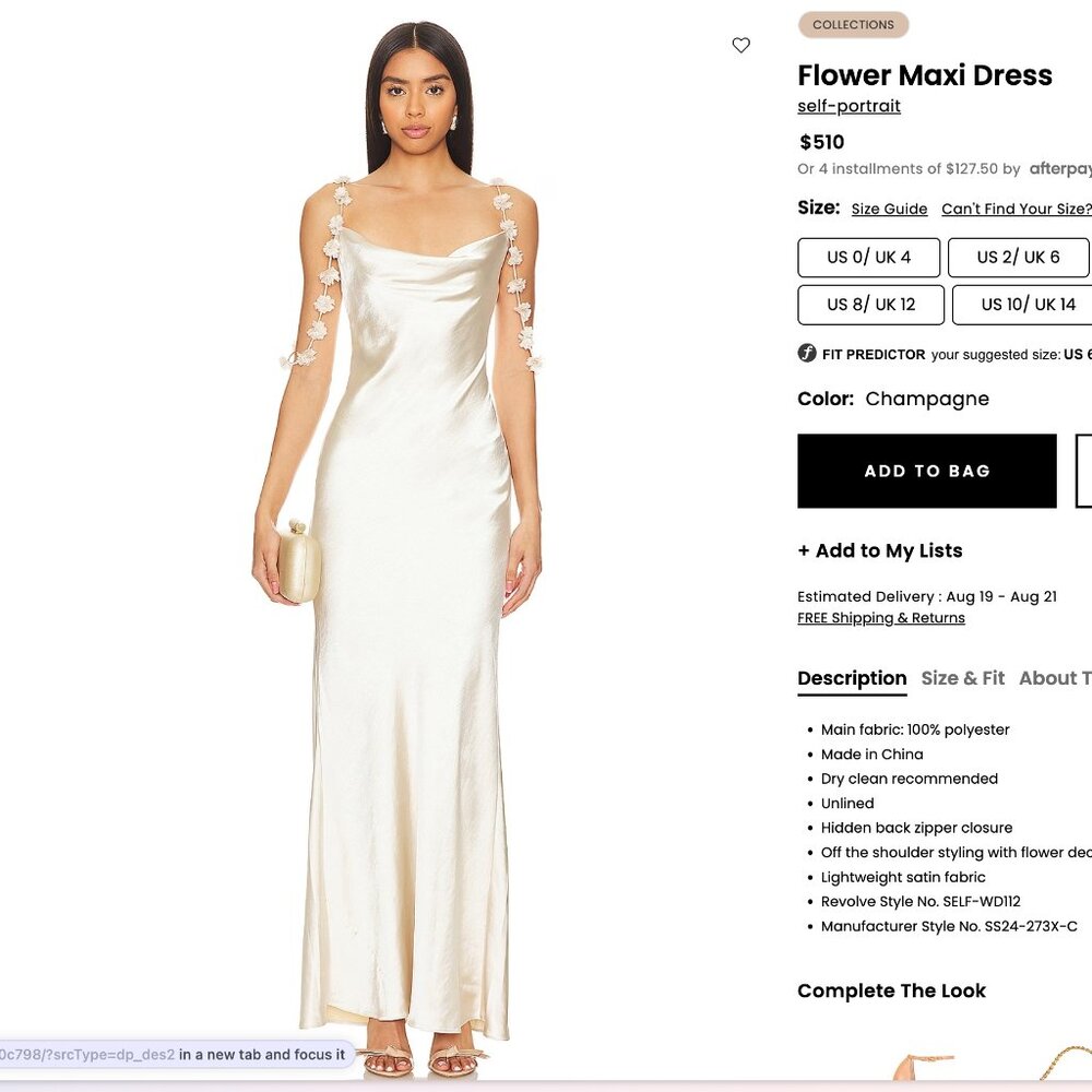 Self Portrait Flower Maxi Dress in Champagne